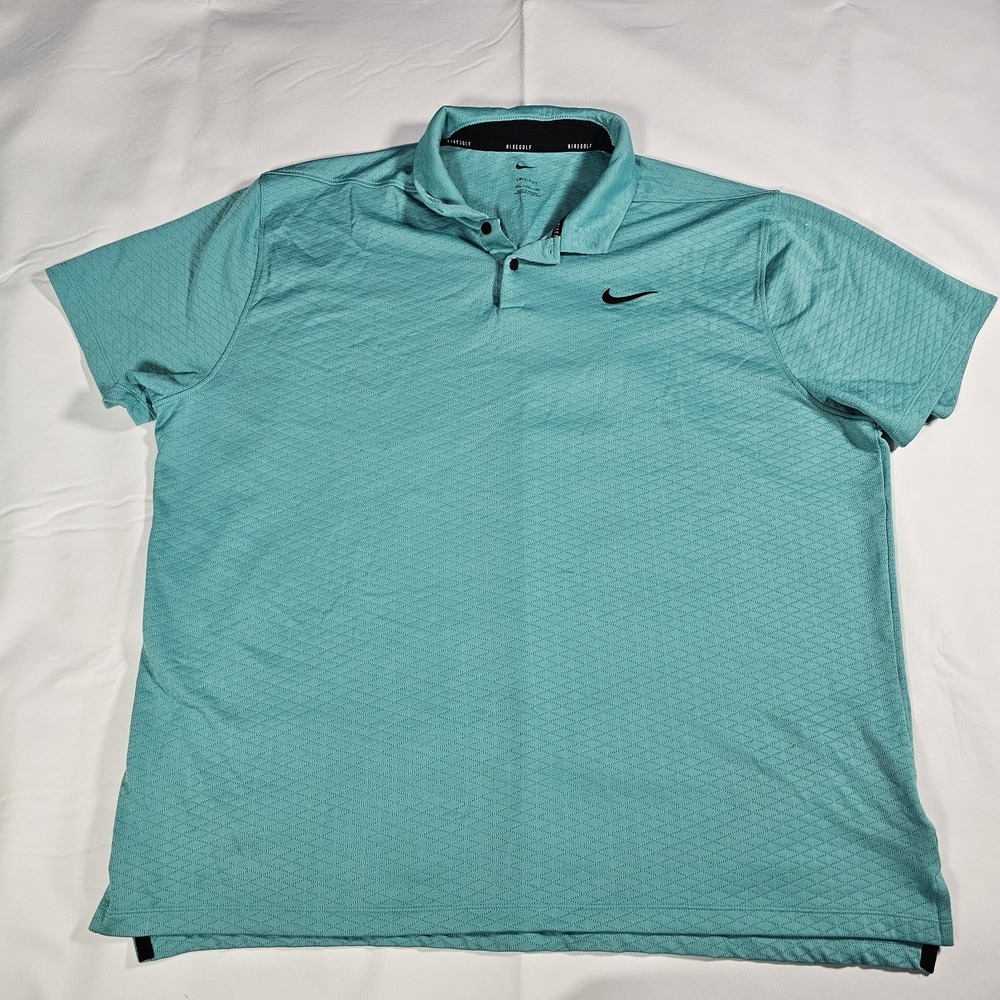 Nike Golf Dri-Fit Polo Shirt Mens XL Teal Short Sleeve‎ Athletic Logo